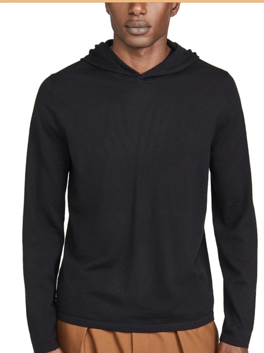 Vince Men's Featherweight Wool Cashmere Pullover Hoodie Black Large